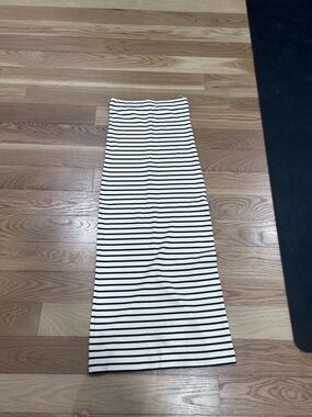 Striped Black and White Maxi Pencil strapless dress